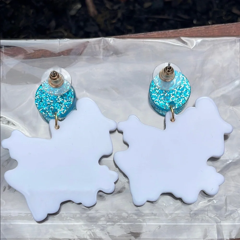Fri Yay Blue and White Drop Earrings - Picture 2 of 5